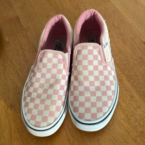Vans pink checkerboard girls slip on shoes